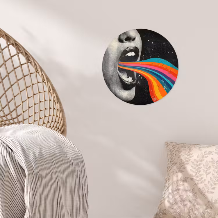 Mond - Golven - Regenboog Wandcirkel behangsticker klein -sfeer4