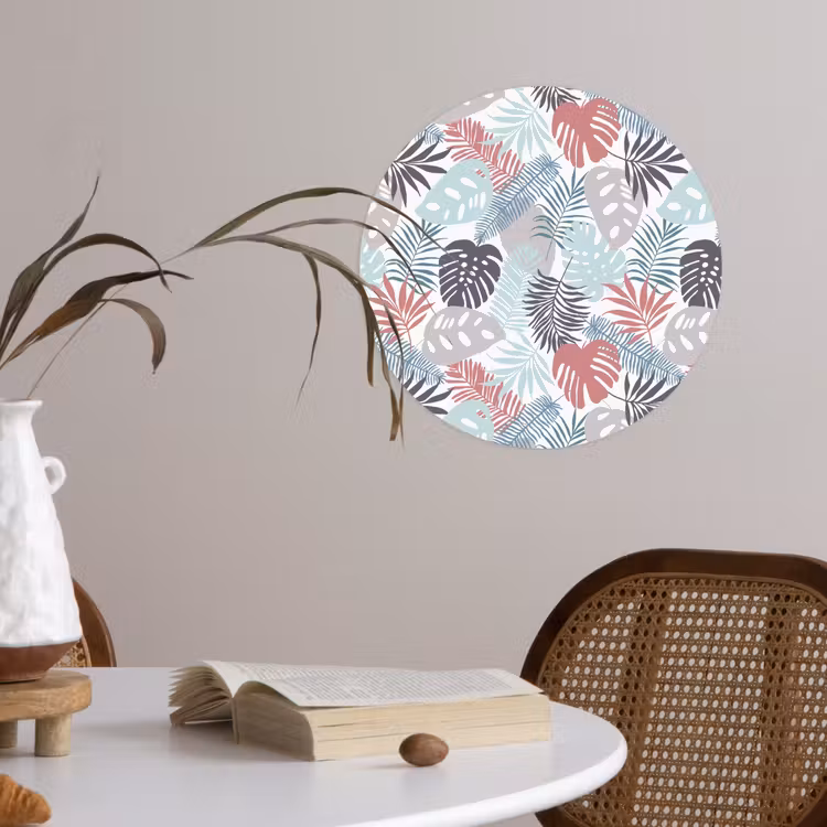 Monstera - Pastel - Bladeren - Tropical Wandcirkel behangsticker klein -sfeer3