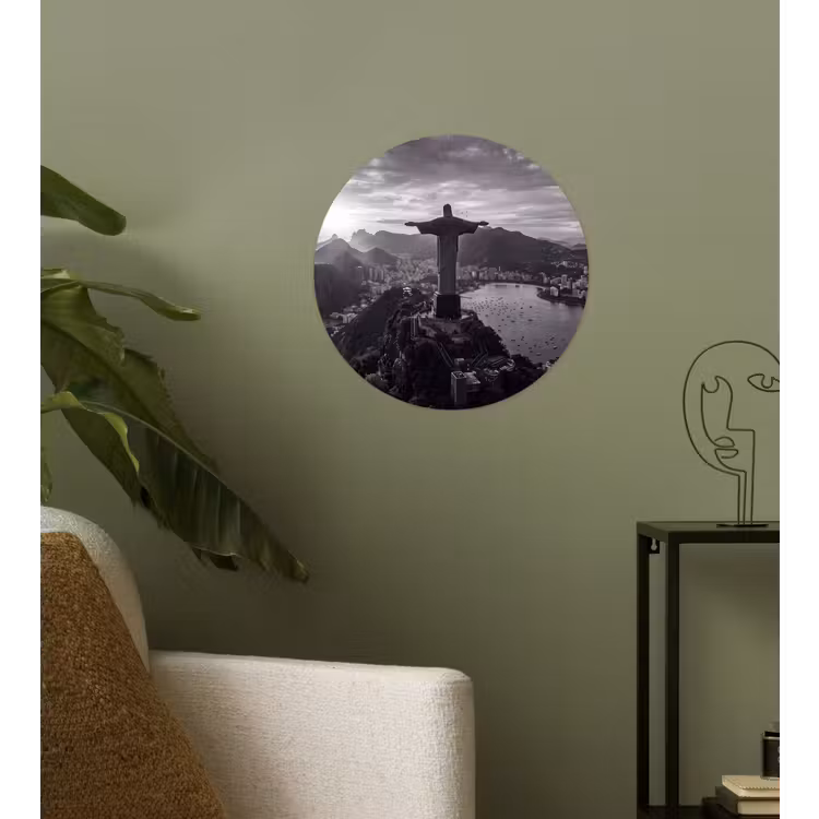 Monument - Stadsgezicht - Landschap - Zwart-wit Wandcirkel behangsticker klein -sfeer2