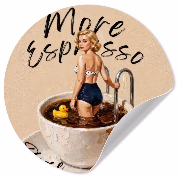 More espresso - Koffie - Eend Wandcirkel behangsticker klein -3d