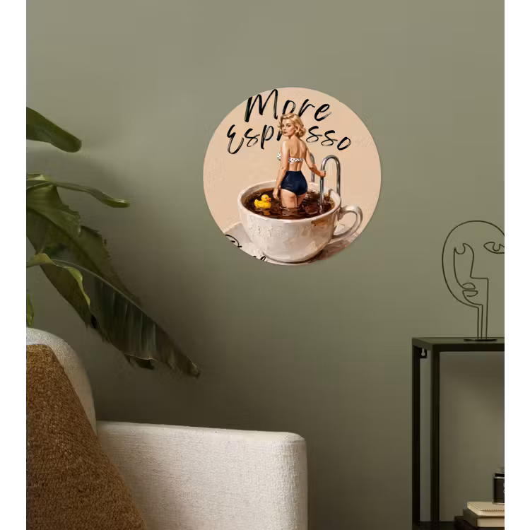 More espresso - Koffie - Eend Wandcirkel behangsticker klein -sfeer2