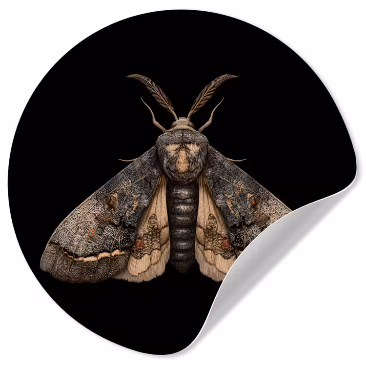 Mot - Bladachtig - Grijs Wandcirkel behangsticker klein -3d