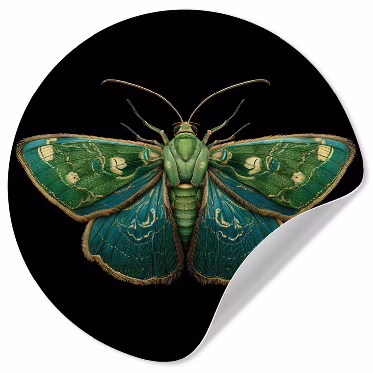 Mot - Levendig - Groen Wandcirkel behangsticker klein -3d
