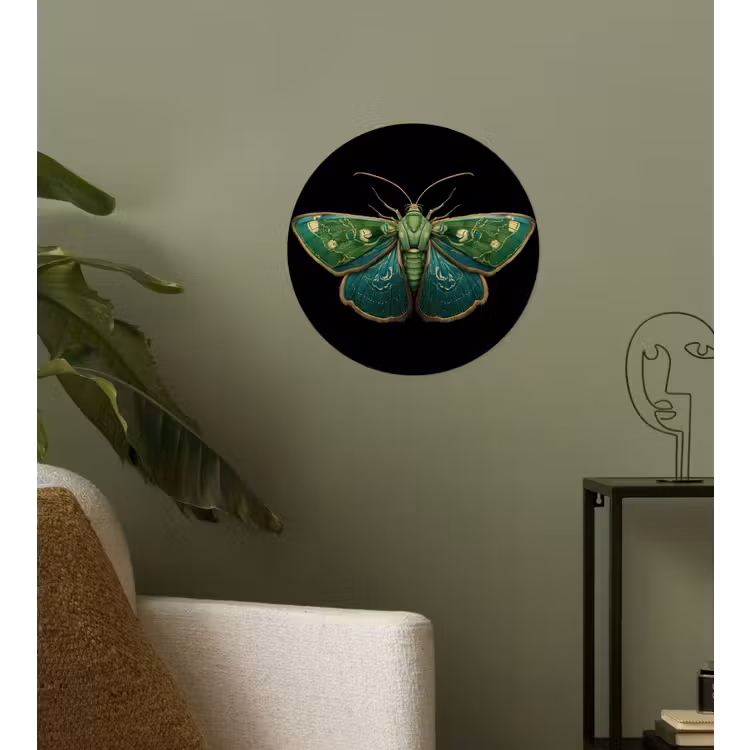 Mot - Levendig - Groen Wandcirkel behangsticker klein -sfeer2