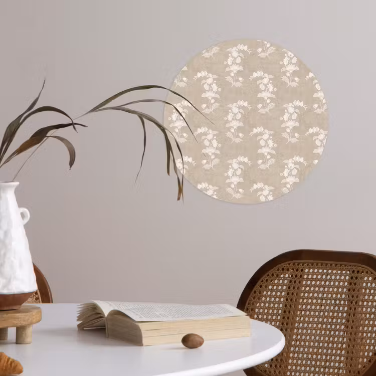 Motief - Beige - Linnen Wandcirkel behangsticker klein 186 -sfeer3