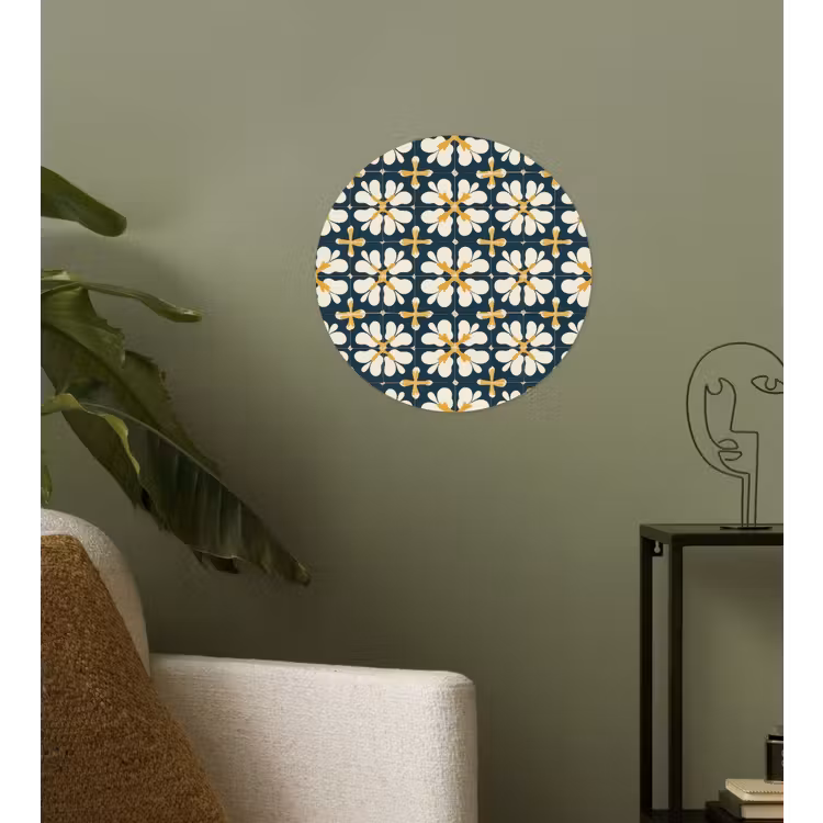 Motief - Tegel - Okergeel Wandcirkel behangsticker klein 186 -sfeer2