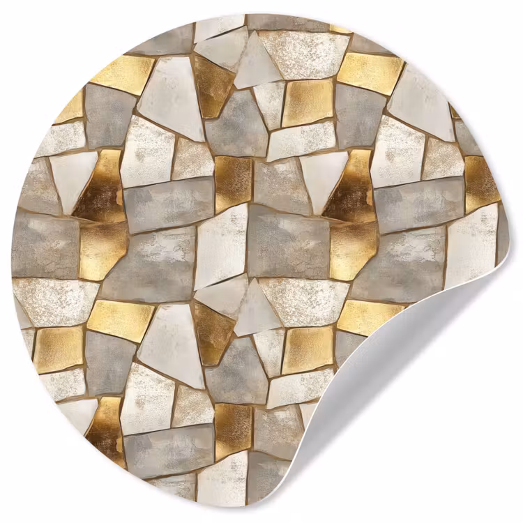 Mozaïek - Marmer - Goud Wandcirkel behangsticker klein 186 -3d