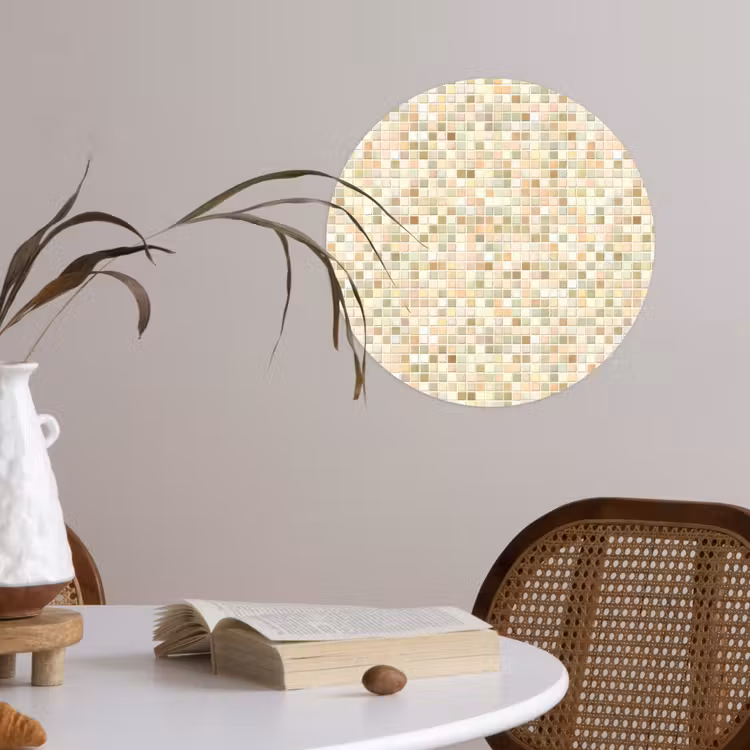 Mozaïek - Patroon - Beige Wandcirkel behangsticker klein 186 -sfeer3