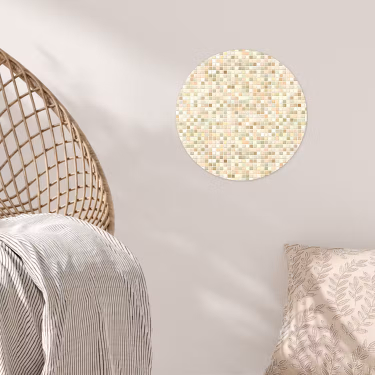 Mozaïek - Patroon - Beige Wandcirkel behangsticker klein 186 -sfeer4