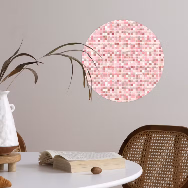 Mozaïek - Patroon - Roze Wandcirkel behangsticker klein 186 -sfeer3