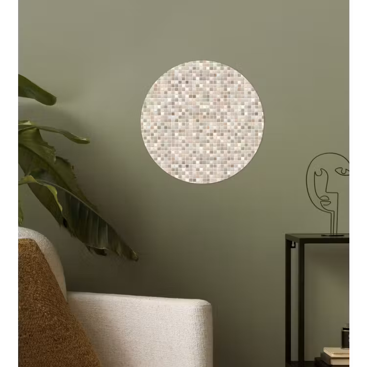 Mozaïek - Patroon- Taupe Wandcirkel behangsticker klein 186 -sfeer2