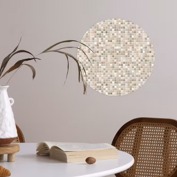 Mozaïek - Patroon- Taupe Wandcirkel behangsticker klein 186 -sfeer3