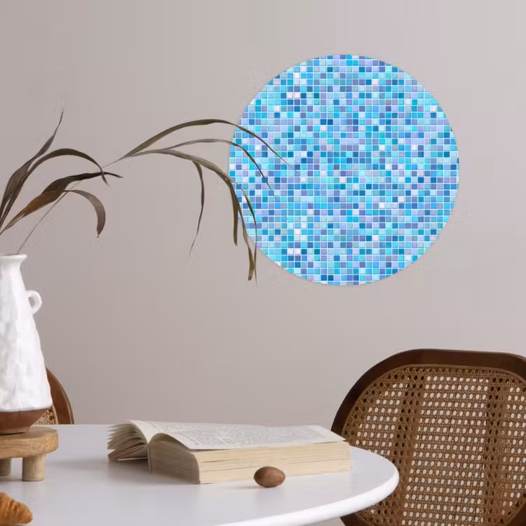 Mozaïek - Patroon - Turquoise Wandcirkel behangsticker klein 186 -sfeer3