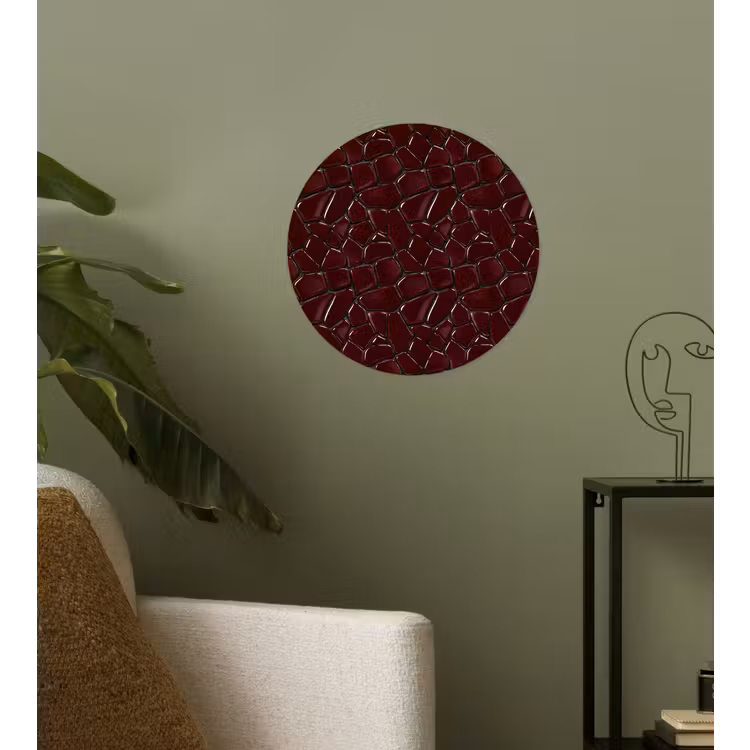 Mozaïek - Tegel - Bordeauxrood Wandcirkel behangsticker klein 186 -sfeer2