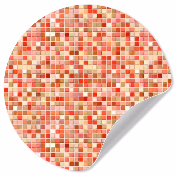 Mozaïek - Tegel - Patroon - Kleurrijk Wandcirkel behangsticker klein 186 -3d
