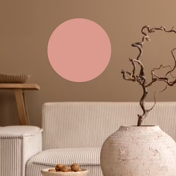 Muted - Salmon - Koraal Wandcirkel behangsticker klein 186 -sfeer1