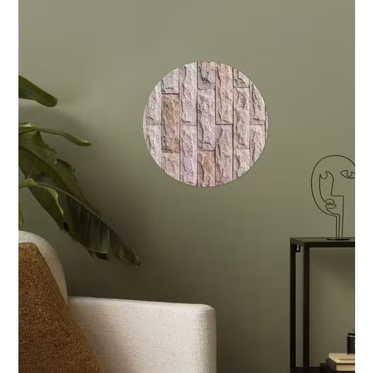 Muur - Steen - Ruw - Beige - Textuur Wandcirkel behangsticker klein -sfeer2