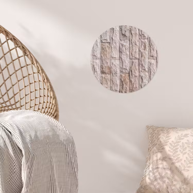 Muur - Steen - Ruw - Beige - Textuur Wandcirkel behangsticker klein -sfeer4