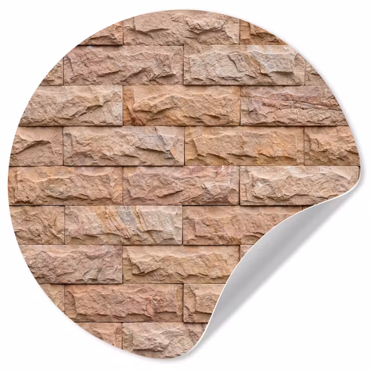 Muur - Steen - Ruw - Textuur - Beige Wandcirkel behangsticker klein -3d