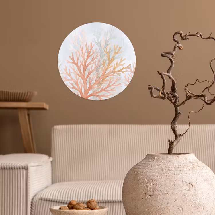 Natuur - Abstract - Aquarel - Organisch - Warm Wandcirkel behangsticker klein -sfeer1