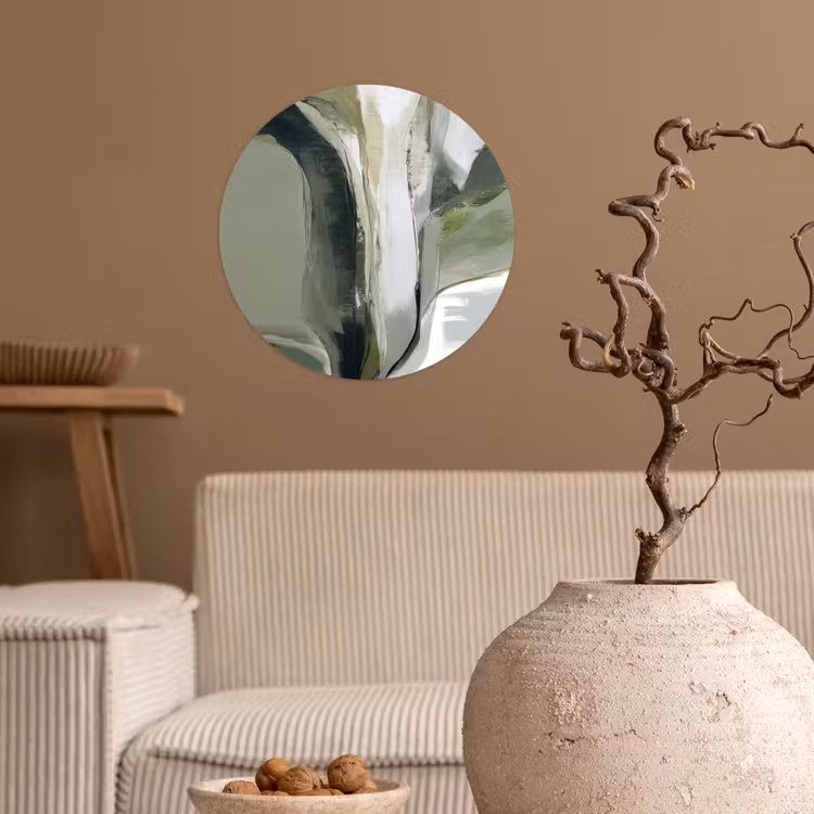 Natuur - Abstract - Groen - Penseelstreken Wandcirkel behangsticker klein -sfeer1