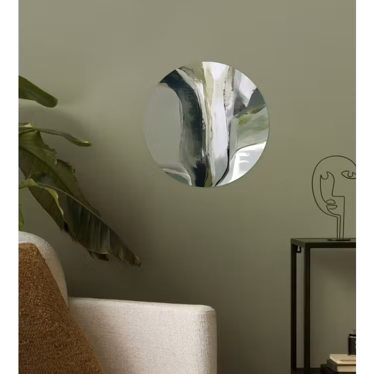 Natuur - Abstract - Groen - Penseelstreken Wandcirkel behangsticker klein -sfeer2