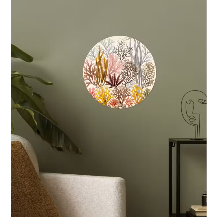 Natuur - Onderwater - Botanisch - Vintage - Kleurrijk Wandcirkel behangsticker klein -sfeer2