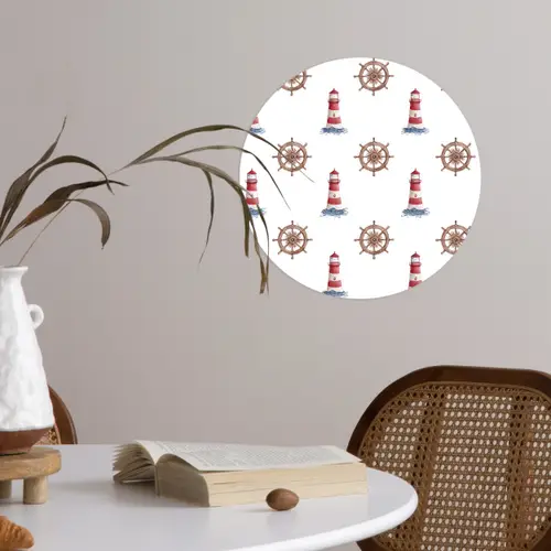 Nautisch - Klassiek - Rood Wandcirkel behangsticker klein 186 -sfeer3
