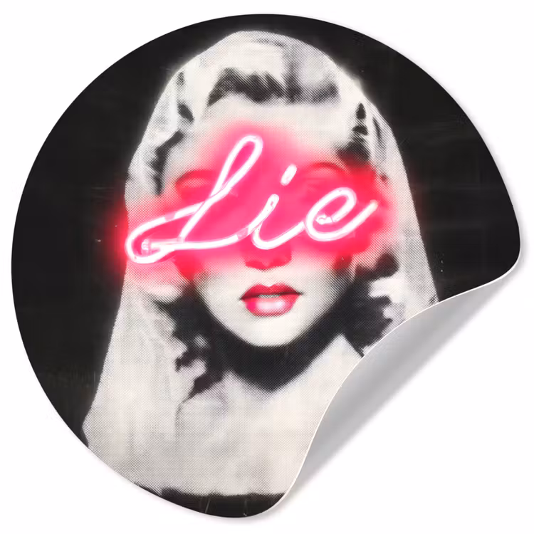 Neon - Letters - Vintage - Vrouw Wandcirkel behangsticker klein -3d