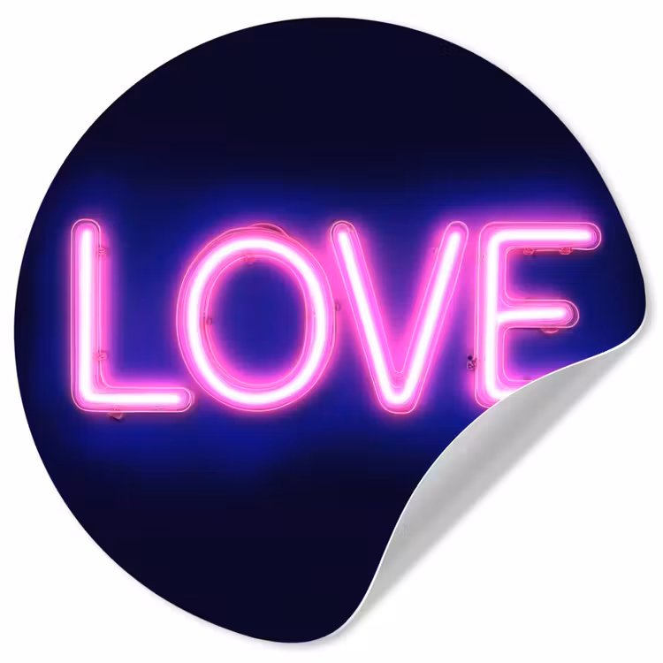 Neon - Love - Valentijn Wandcirkel behangsticker klein -3d