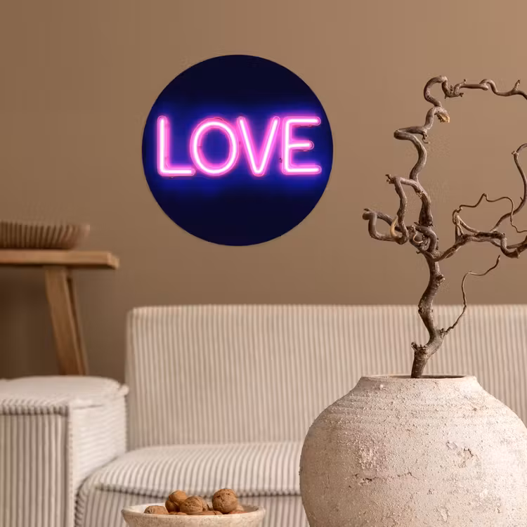 Neon - Love - Valentijn Wandcirkel behangsticker klein -sfeer1