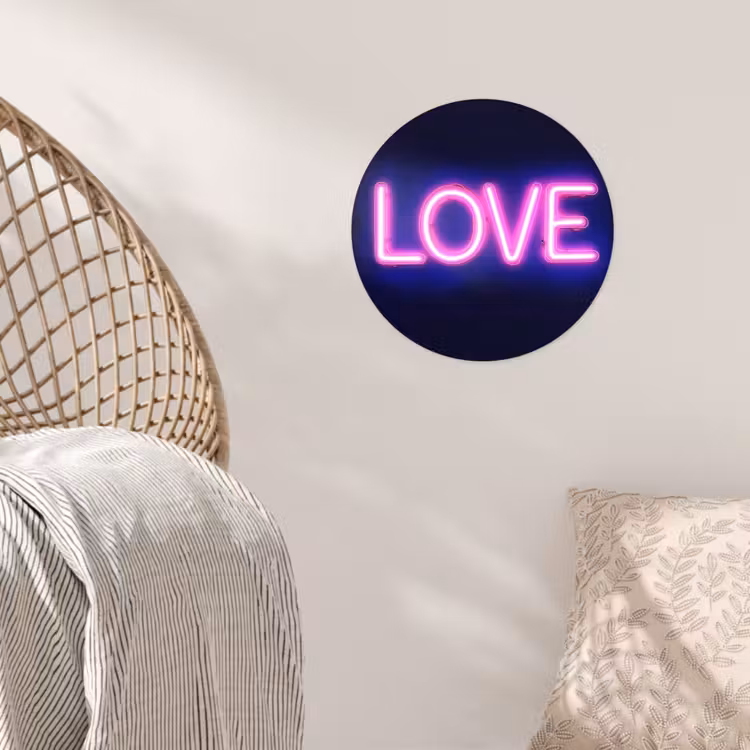 Neon - Love - Valentijn Wandcirkel behangsticker klein -sfeer4