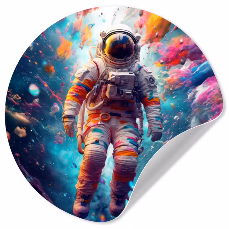 Neon - Meteoriet - Neon - Astronaut Wandcirkel behangsticker klein -3d