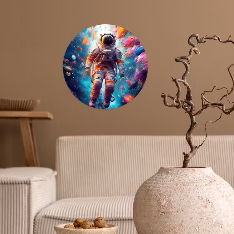 Neon - Meteoriet - Neon - Astronaut Wandcirkel behangsticker klein -sfeer1