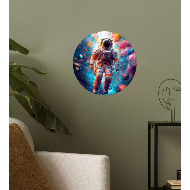 Neon - Meteoriet - Neon - Astronaut Wandcirkel behangsticker klein -sfeer2