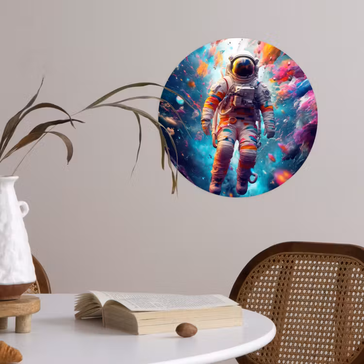 Neon - Meteoriet - Neon - Astronaut Wandcirkel behangsticker klein -sfeer3