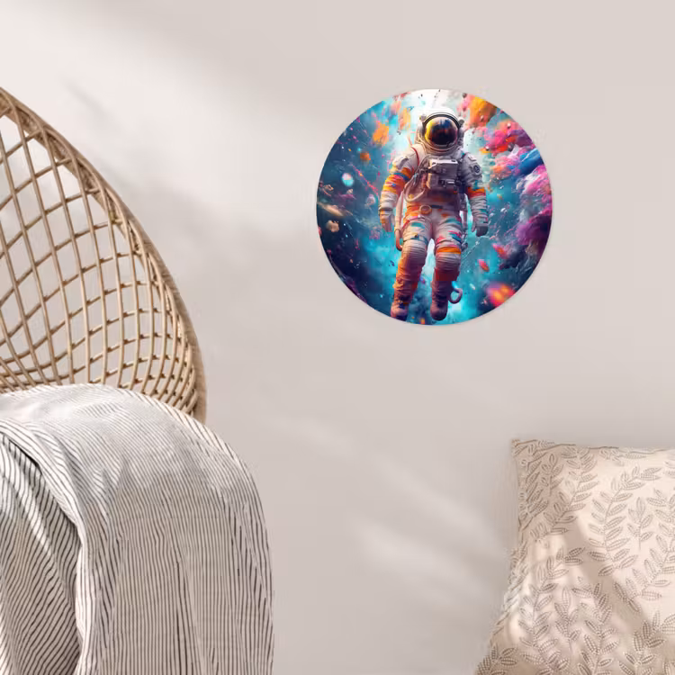 Neon - Meteoriet - Neon - Astronaut Wandcirkel behangsticker klein -sfeer4
