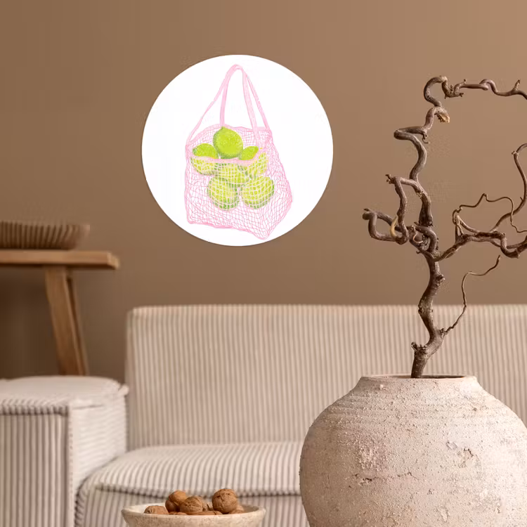 Netzakje - Roze - Illustratie - Limoenen Wandcirkel behangsticker klein -sfeer1