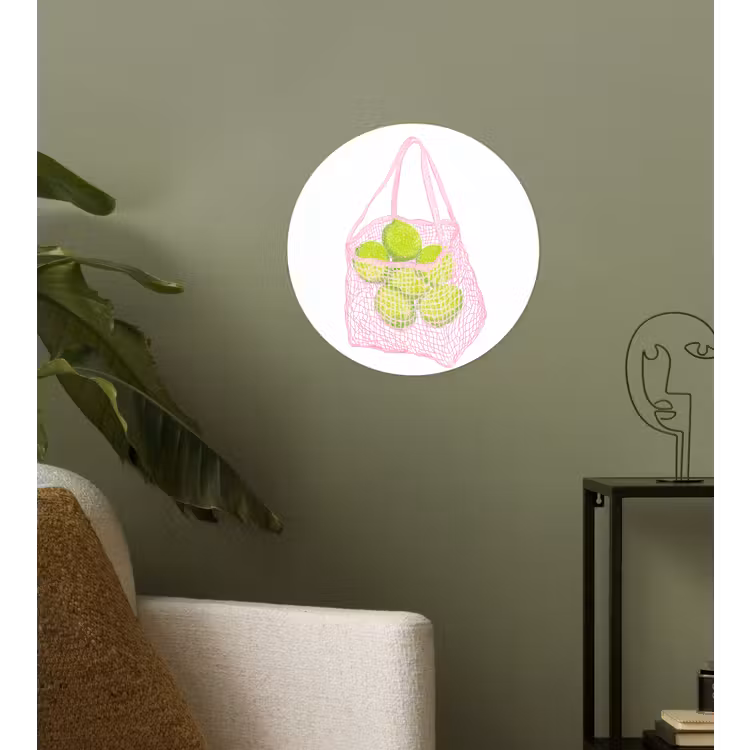 Netzakje - Roze - Illustratie - Limoenen Wandcirkel behangsticker klein -sfeer2