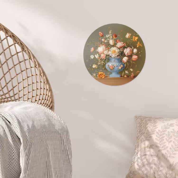 Neutral - Bloemen - Boeket - Vaas Wandcirkel behangsticker klein -sfeer4
