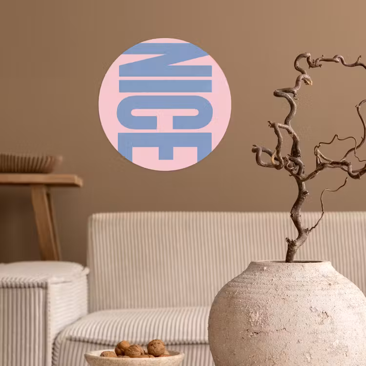 Nice - Paars - Roze Wandcirkel behangsticker klein -sfeer1