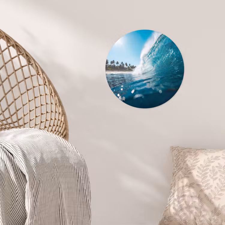 Oceaan - Golf - Strand - Natuur - Blauw Wandcirkel behangsticker klein -sfeer4