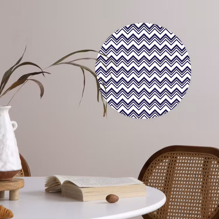 Oceaan - Golven - Blauw - Wit Wandcirkel behangsticker klein 186 -sfeer3