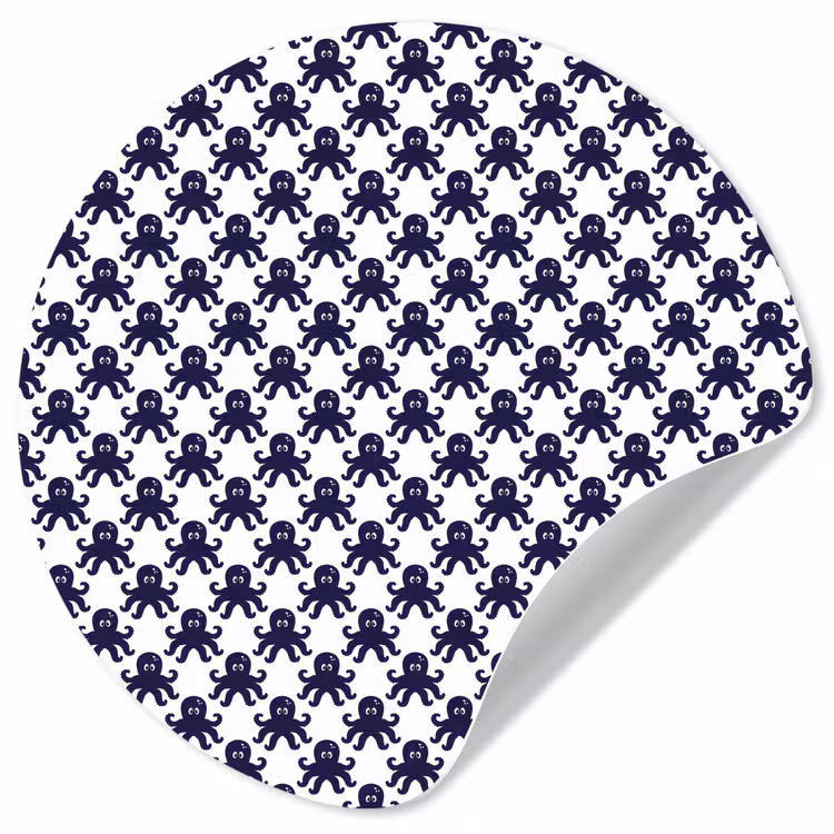 Oceaan - Octo - Blauw - Wit Wandcirkel behangsticker klein 186 -3d
