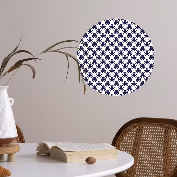Oceaan - Octo - Blauw - Wit Wandcirkel behangsticker klein 186 -sfeer3