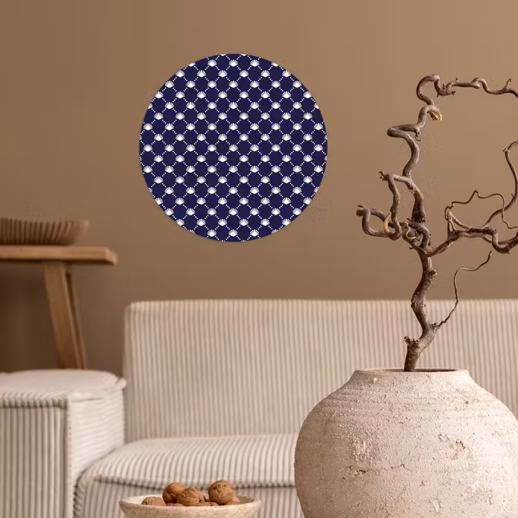 Oceaan - Schelp - Blauw - Wit Wandcirkel behangsticker klein 186 -sfeer1
