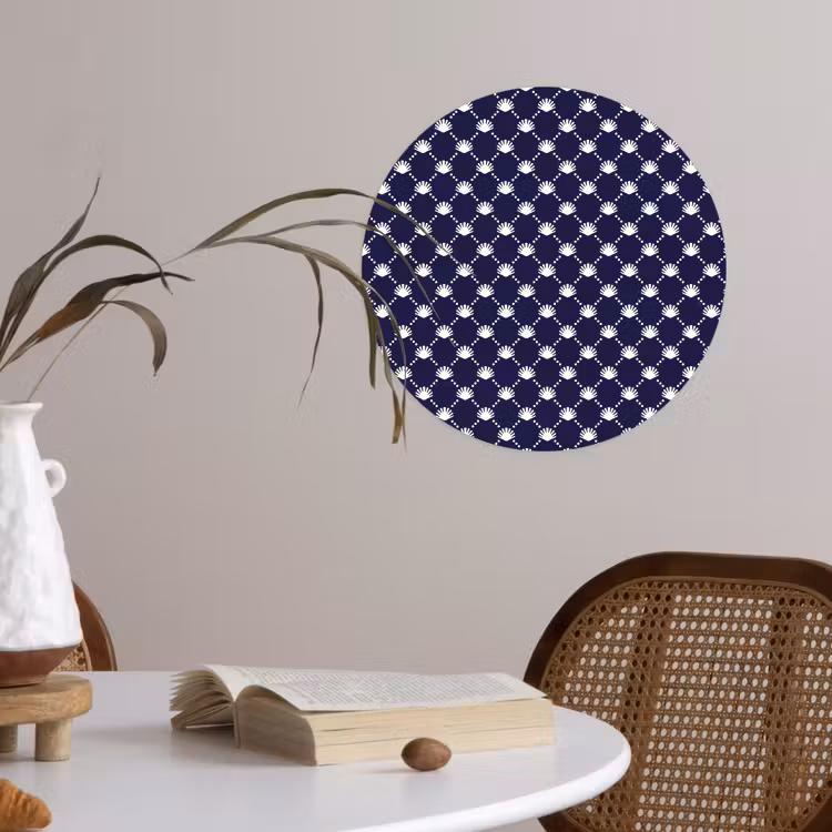 Oceaan - Schelp - Blauw - Wit Wandcirkel behangsticker klein 186 -sfeer3