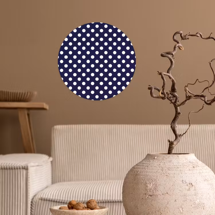 Oceaan - Stippen - Blauw - Wit Wandcirkel behangsticker klein 186 -sfeer1