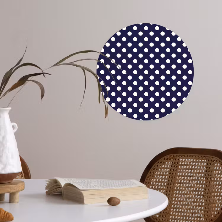 Oceaan - Stippen - Blauw - Wit Wandcirkel behangsticker klein 186 -sfeer3