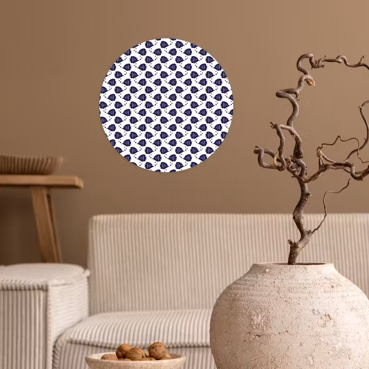 Oceaan - Vis - Blauw - Wit Wandcirkel behangsticker klein 186 -sfeer1
